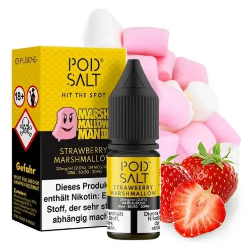 Podsalt-Strawberry-Marshmallow Pod Salt Fusion Marshmallow Man Nic Salt Liquid